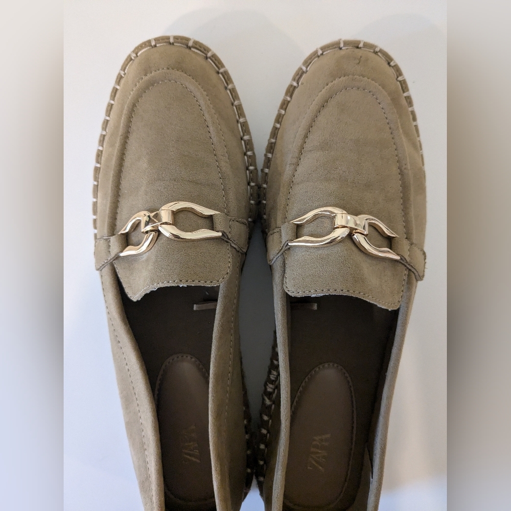 New - Zara METAL EMBELLISHED ESPADRILLES 7.5 (38)
